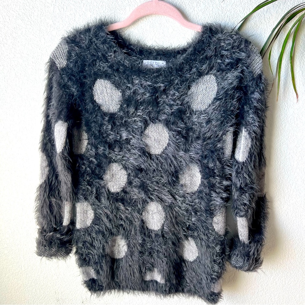 Gray Fuzzy Polka-Dot Sweater By Joseph A. Size XS
